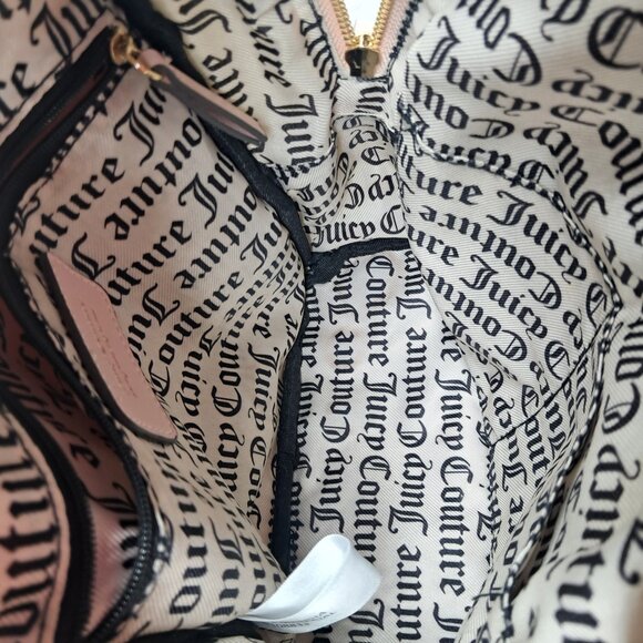 Juicy Couture Royal Moment Pink Cream Soft Velvet Backpack Purse Bag - Picture 13 of 16